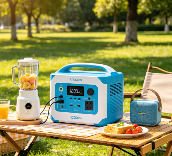 1200Wh 1200W Medium Compact Portable Power Station, Lightweight LiFePO4 Solar Powered Generator, Multi-Port Fast Charging Power Supply for Car Camping, Picnic & Outdoor Leisure