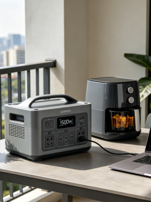 1500Wh 1500W Medium Capacity Portable Power Station, Pure Sine Wave LiFePO4 Solar Generator, Compact All-in-One Power Supply for Family Camping, Van Life & Daily Emergency Backup