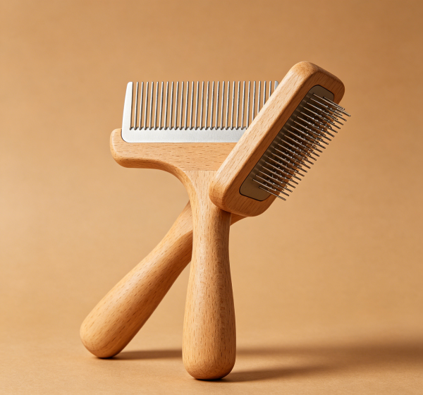Double Sided Pet Grooming Rake Undercoat Deshedding Tool for Long Haired Pets