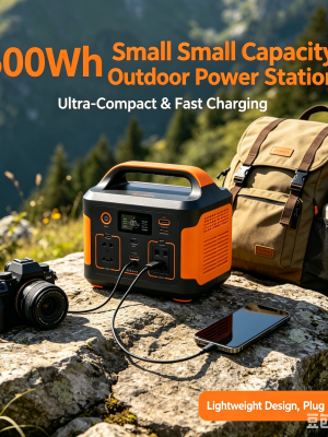 600Wh 600W Small Capacity Portable Power Station, Ultra-Light Handheld LiFePO4 Solar Power Generator, Mini Compact Outdoor Power Bank for Hiking, Fishing, Short Trip & Home Small Emergency Use