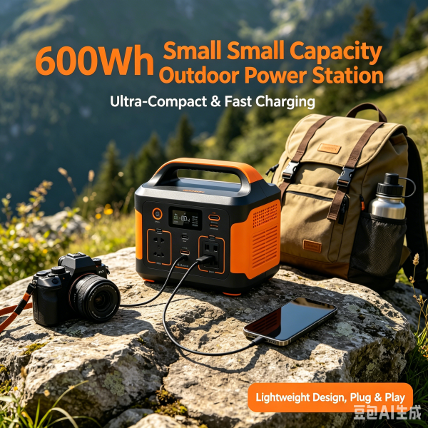 600Wh 600W Small Capacity Portable Power Station, Ultra-Light Handheld LiFePO4 Solar Power Generator, Mini Compact Outdoor Power Bank for Hiking, Fishing, Short Trip & Home Small Emergency Use