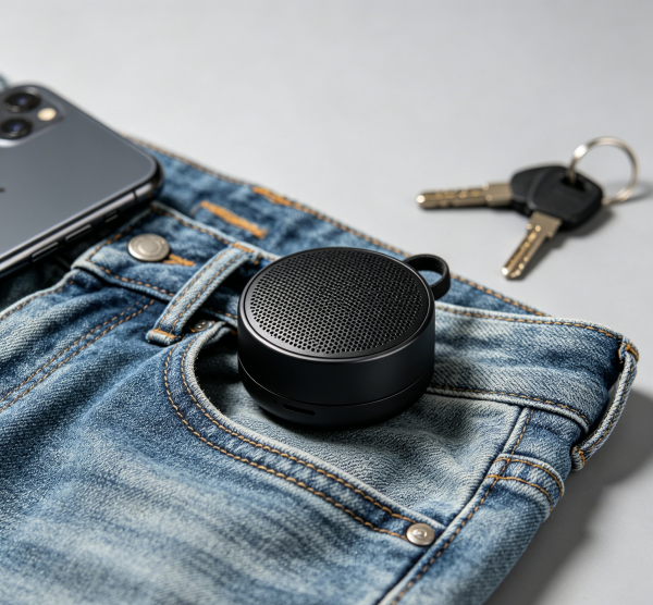 Pocket Mini Portable Bluetooth Speaker, Dual Stereo Drivers, 10H Playtime, IPX5 Waterproof, Built-in Microphone, TWS Pairing, Ultra-Compact Wireless Speaker for Travel, Outdoor, Office & Daily Use