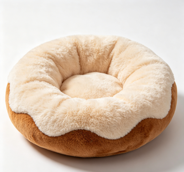 Donut Calming Anti-Anxiety Pet Bed Washable Round Bed for Dogs & Cats