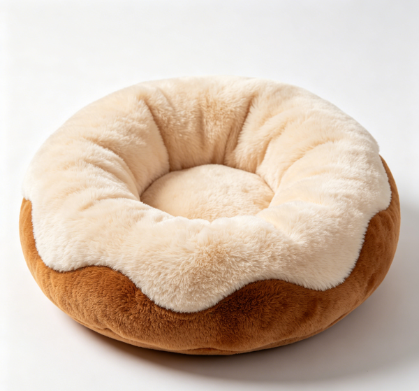 Donut Calming Anti-Anxiety Pet Bed Washable Round Bed for Dogs & Cats
