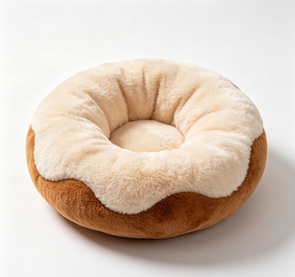 Donut Calming Anti-Anxiety Pet Bed Washable Round Bed for Dogs & Cats