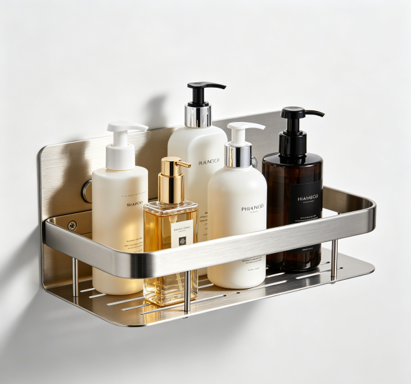 Drill-Free Bathroom Wall Storage Shelf
